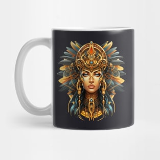 A pharaonic queen wearing a golden headdress and ancient Egyptian jewelry Mug